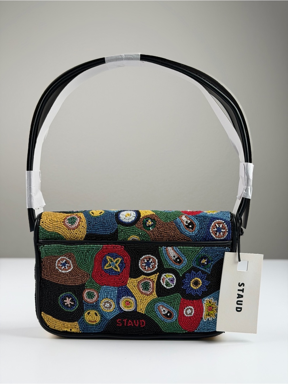 Staud Tommy Beaded Bag in Black Millefiori - Picture 9 of 12